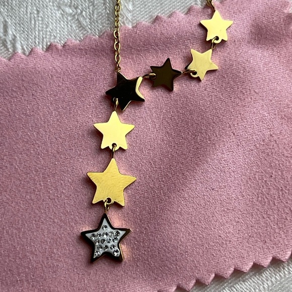 18k Gold Plated Galaxy Stars Cubic Zirconia Necklace  Necklace Women 18K Gold Plated Star‎ Pendant Y2K Cubic Zirconia Gift Glam Dainty